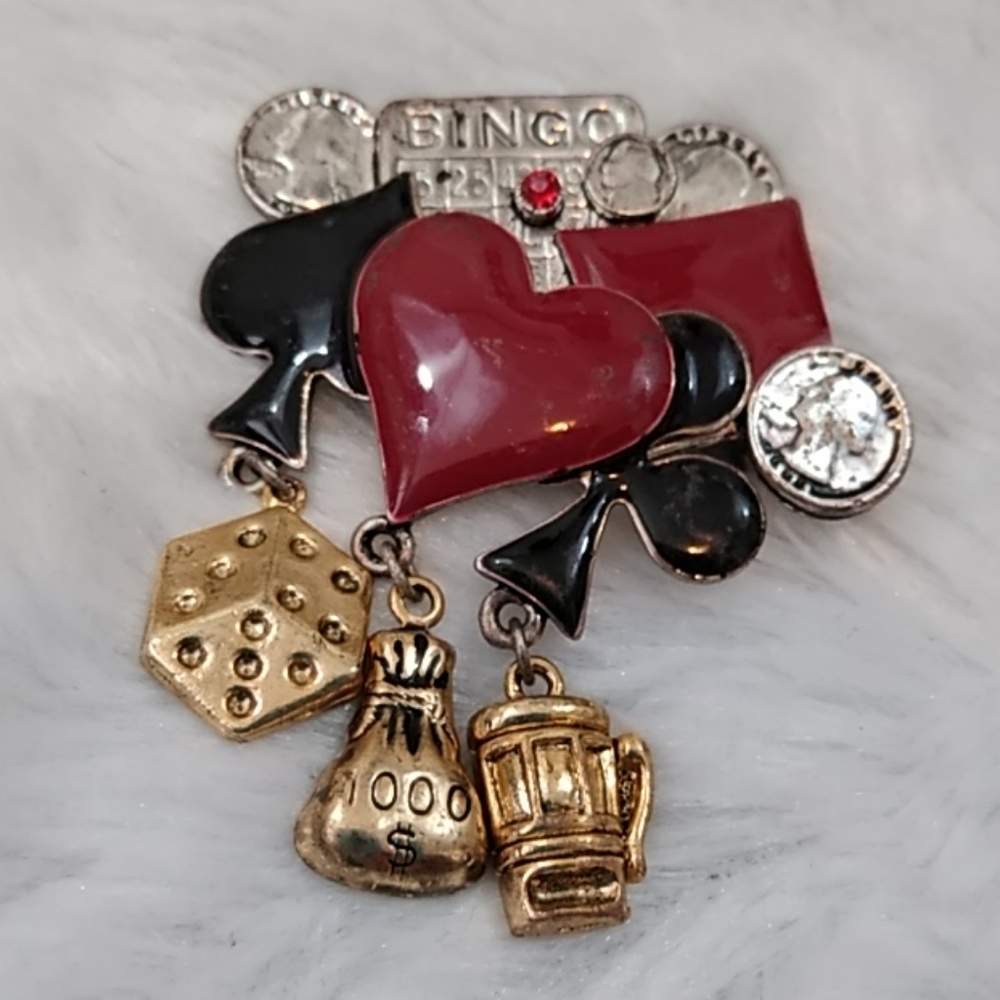3/$15 Gambling Bingo Poker Dice Brooch Pin